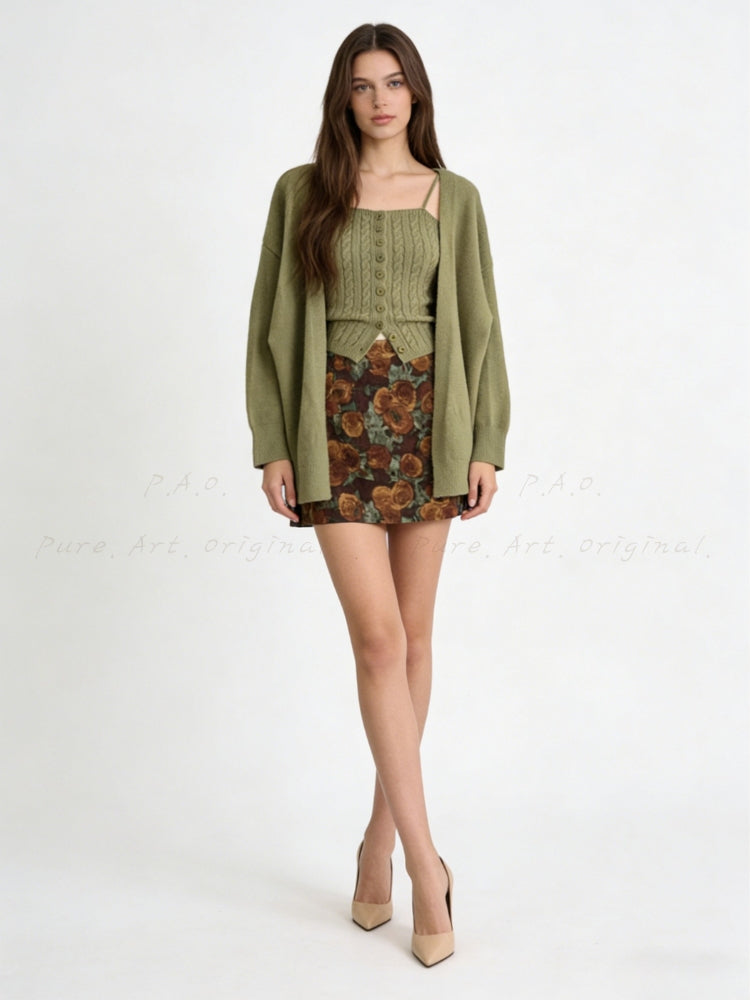 Versatile Knit Tank, Cardigan & Mini Skirt 3-Piece Set