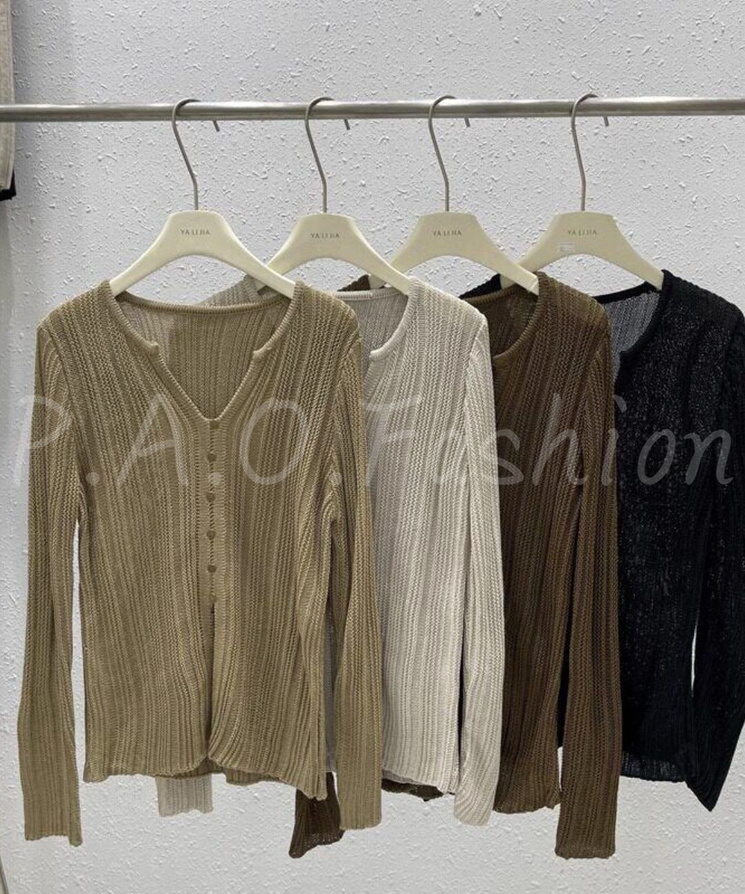 Ribbed V-Neck Button Knit Cardigan