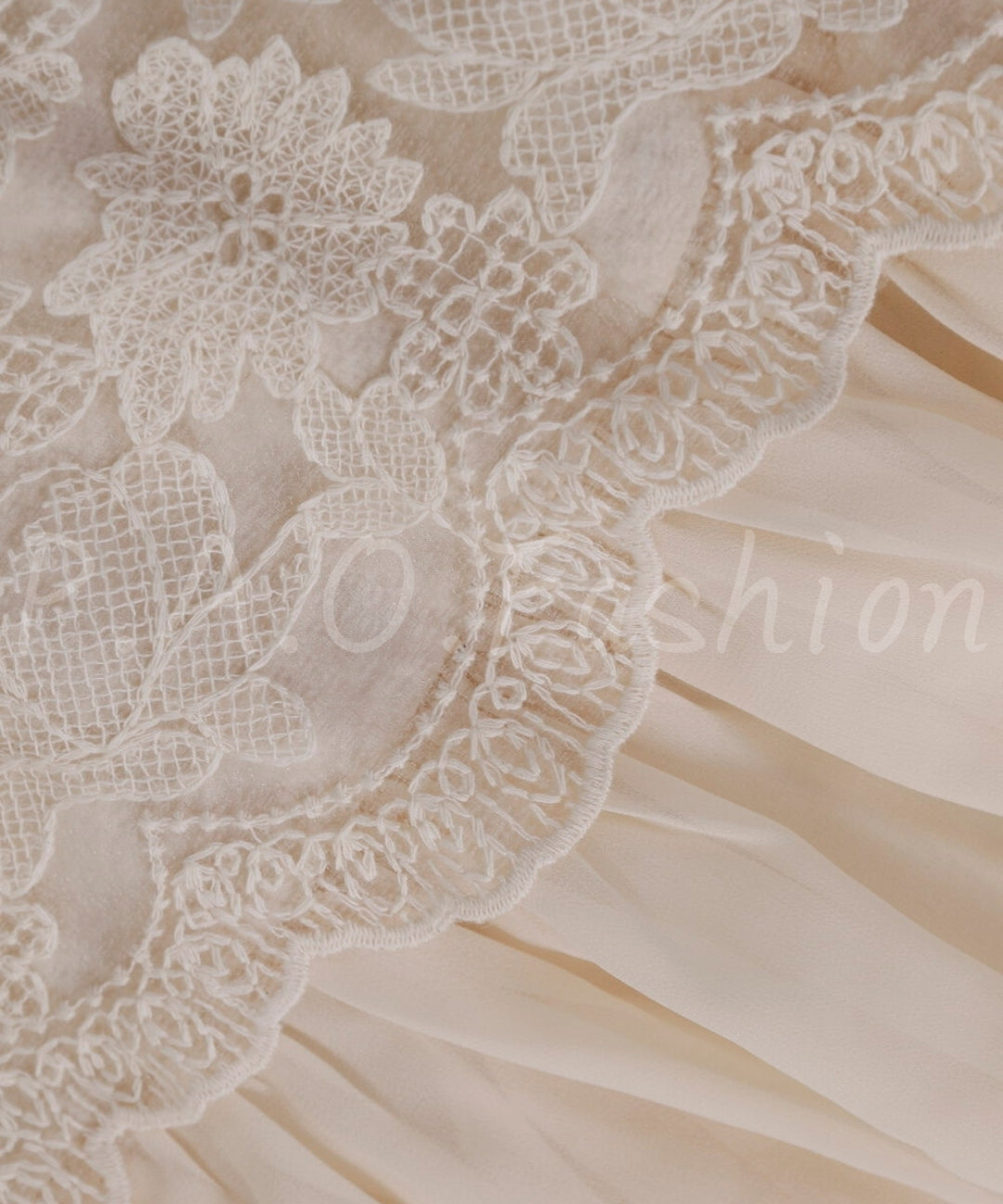 Lace Panel Slip Dress with Chiffon Scarf