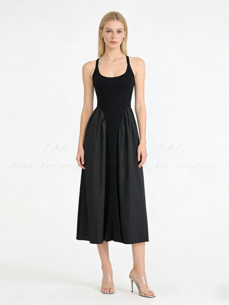 Waist-Defining Sleeveless A-Line Maxi Dress