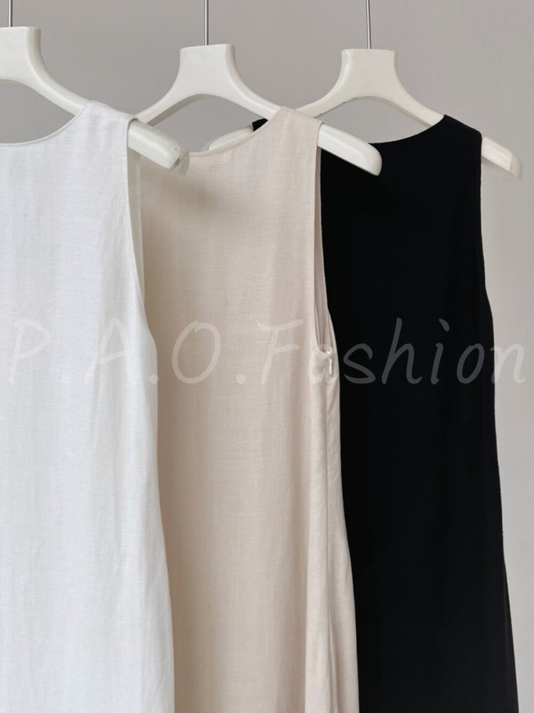 Relaxed V-Neck Sleeveless Maxi Dress