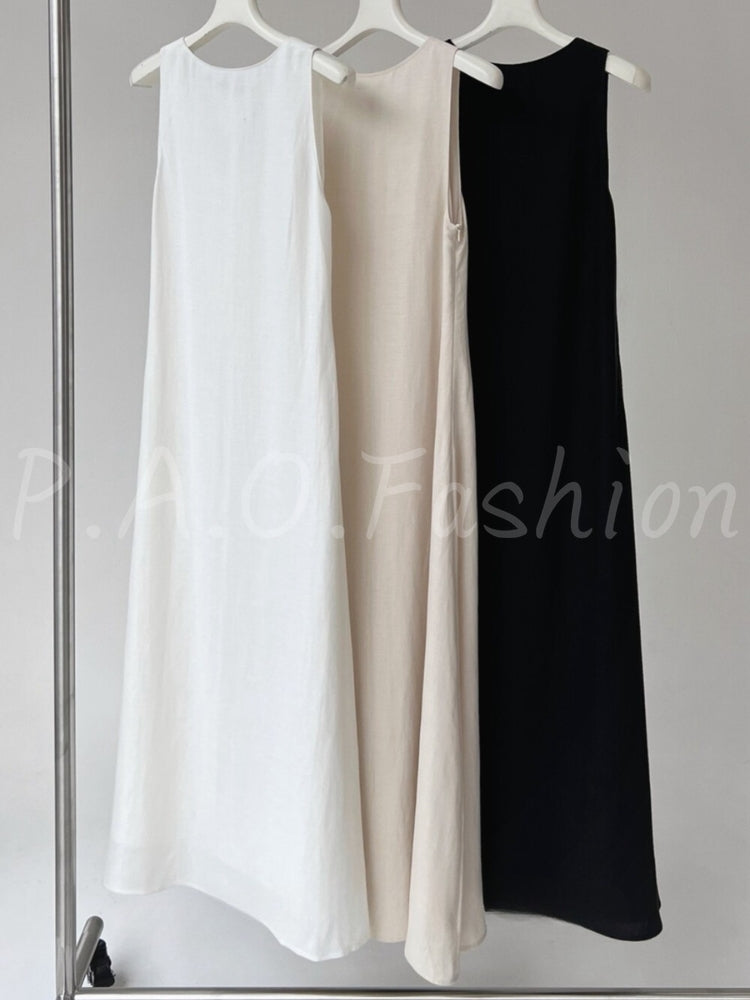 Relaxed V-Neck Sleeveless Maxi Dress