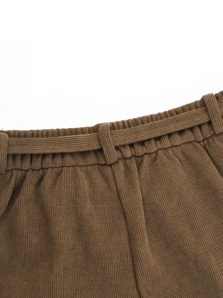 Corduroy Curve-Cut Casual Wide-Leg Pants