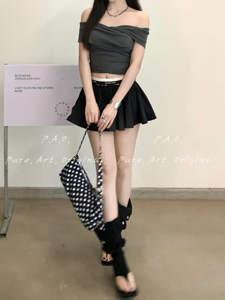 Off-Shoulder Twist Ruched Crop Top