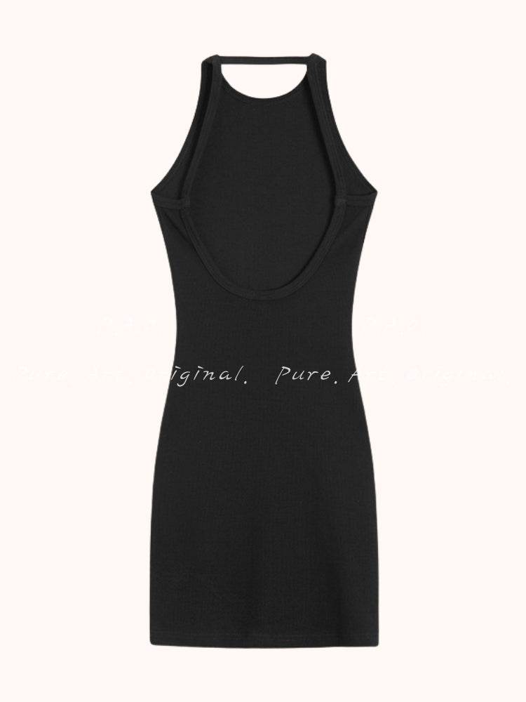 Noir Halter Back Dress