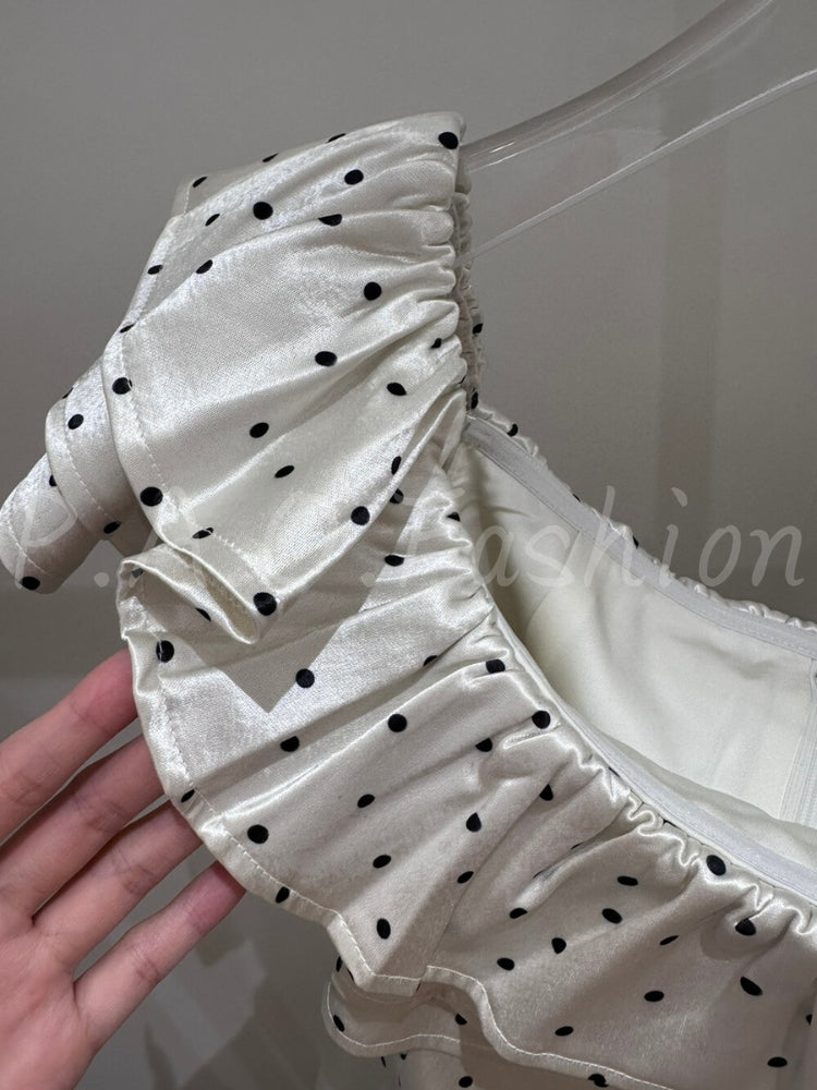 Polka Dot Off-Shoulder Ruffle Mini Dress