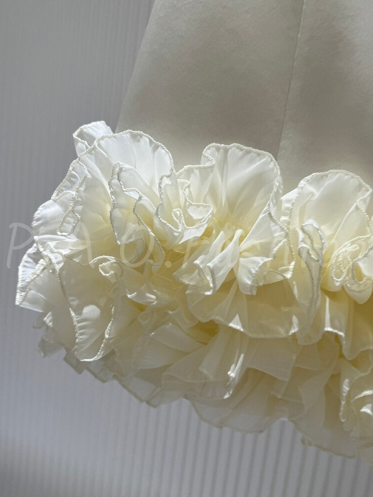 Satin Ruffle Sleeveless Mini Dress