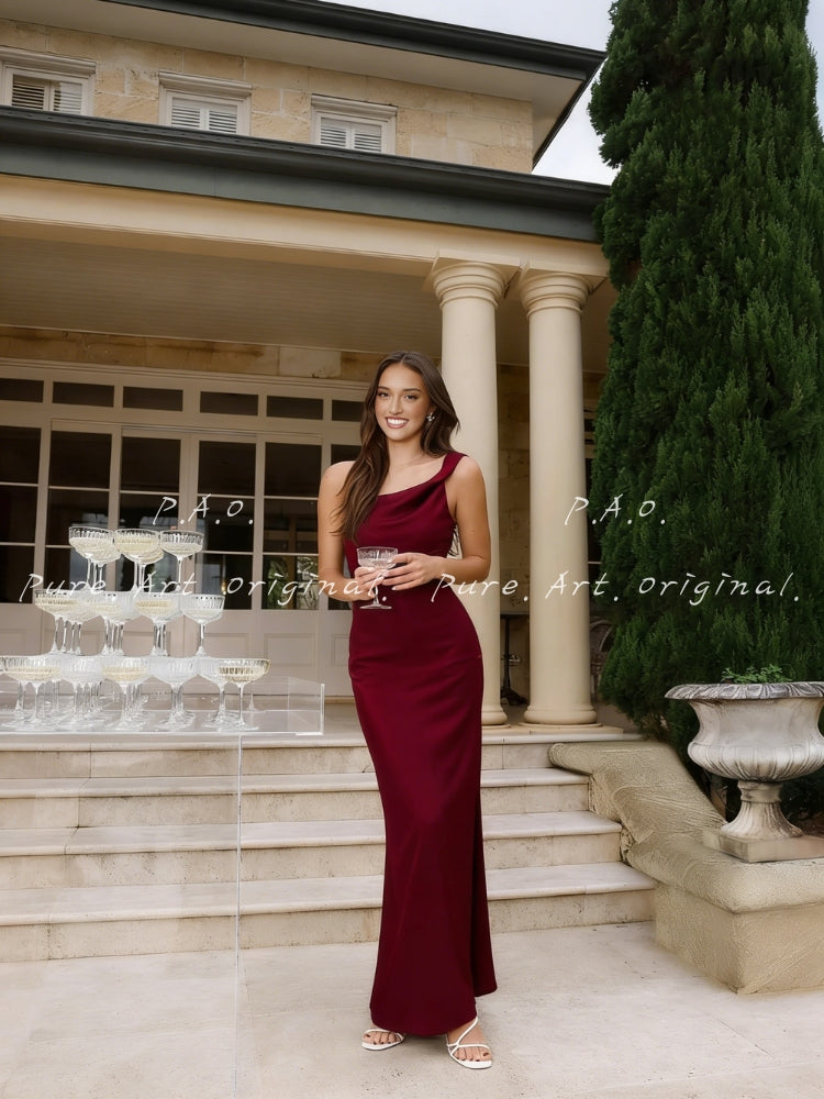 Satin Asymmetric Slip Maxi Dress