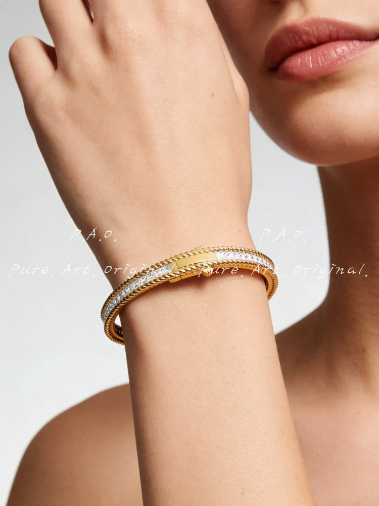 Diamond Twist Gold Bangle