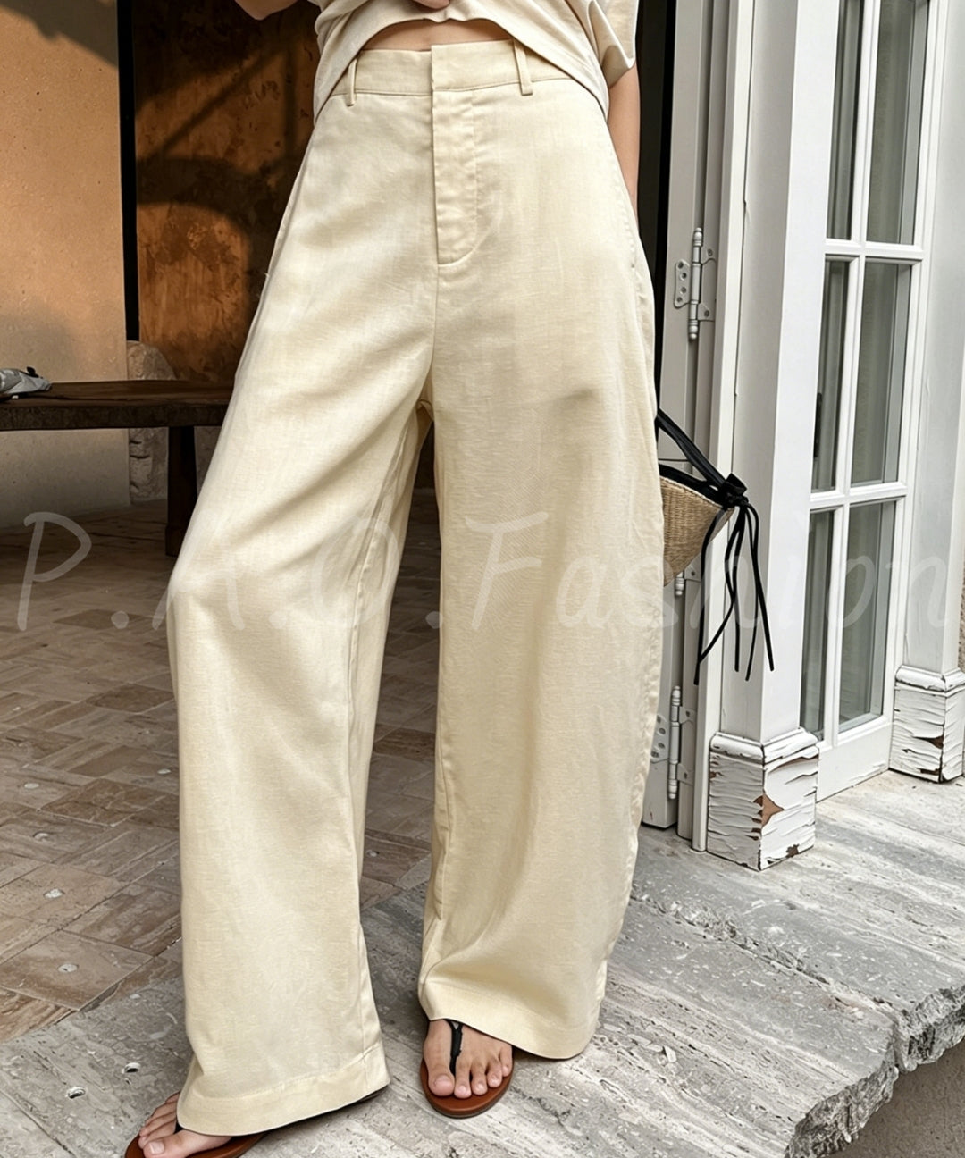 Linen-Blend Relaxed Wide-Leg Pants[Available Now]