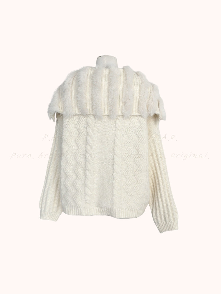 Large Lapel Knit Cardigan Sweater Jacket