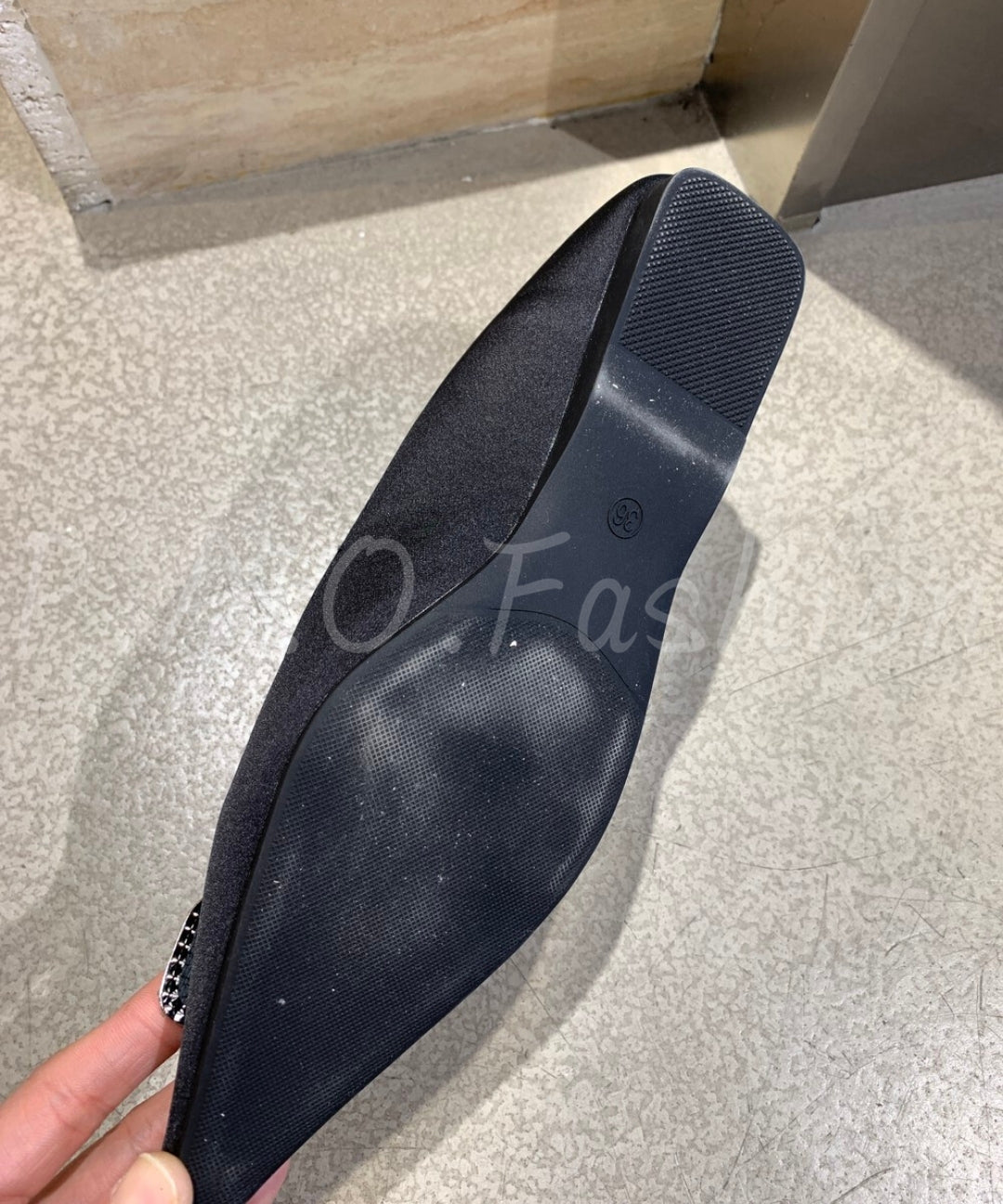 Pointed-Toe Satin Flats with Rhinestone Buckle