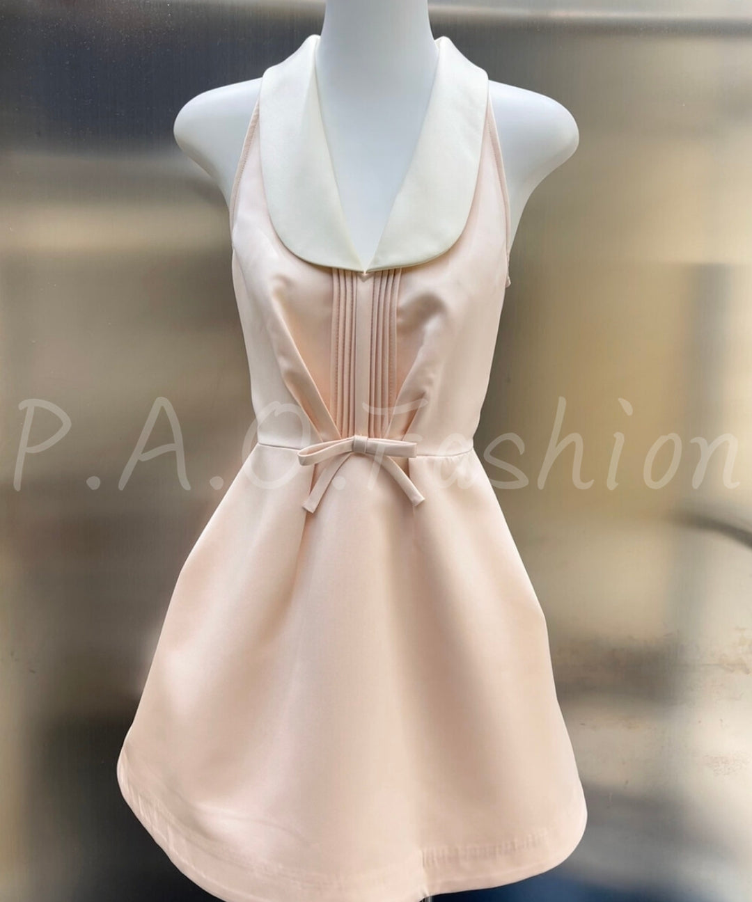 Satin Contrast Collar A-Line Mini Dress[Available Now]