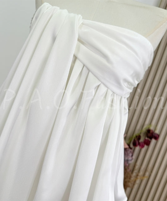Twist Bandeau Satin Top & Wide-Leg Pants Set