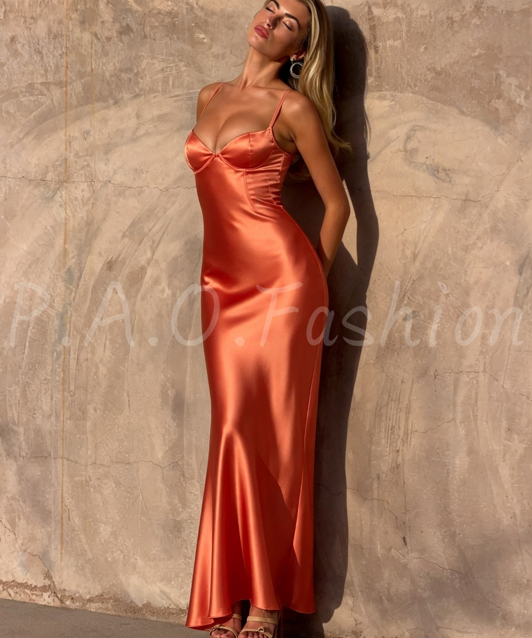 Satin Halter Mermaid Maxi Dress