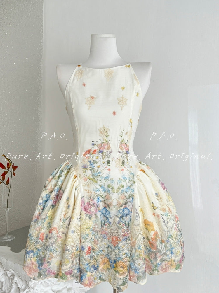 ALICE GARDEN HALTER MIDI DRESS