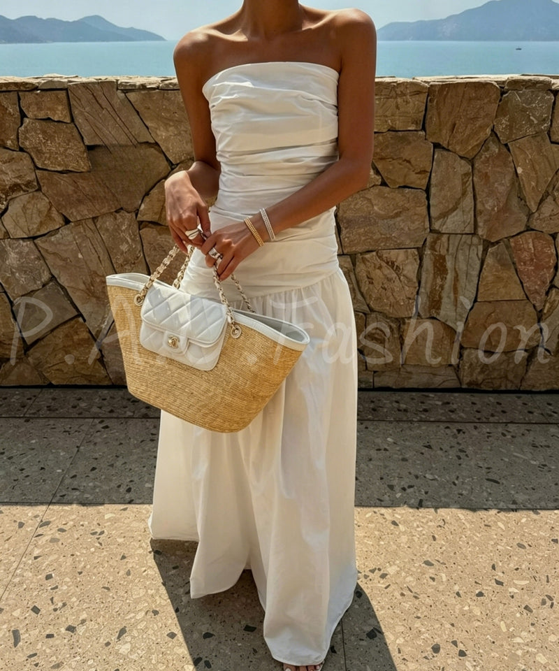 Strapless Pleated Maxi Dress[Available Now]