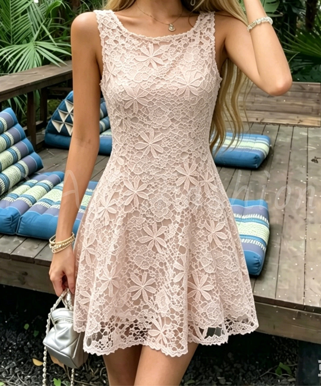 Romantic Lace Bow-Back A-Line Mini Dress