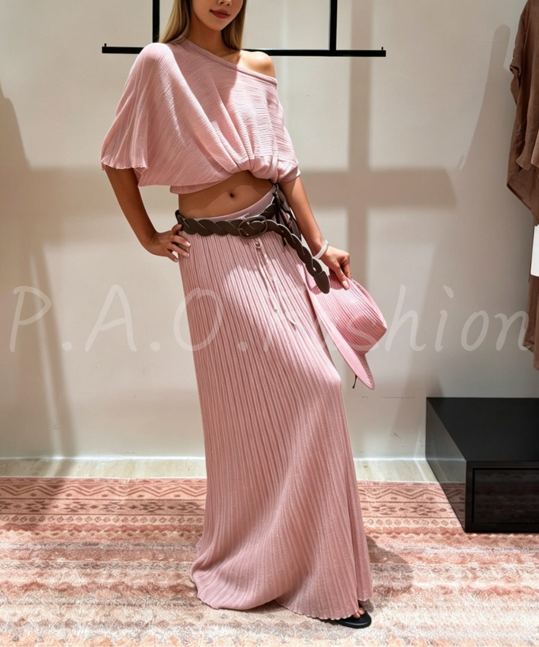 Textured Tencel A-Line Maxi Skirt