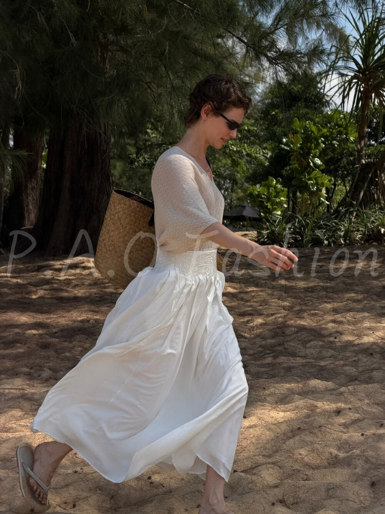 French Resort Flowing A-Line Maxi Skirt