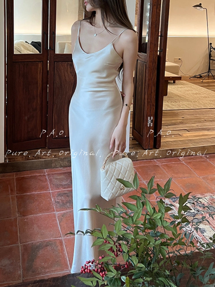 Satin Cowl Neck Maxi Dress