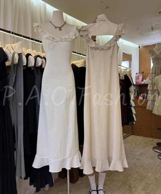 Ruffle V-Neck Mermaid Dress