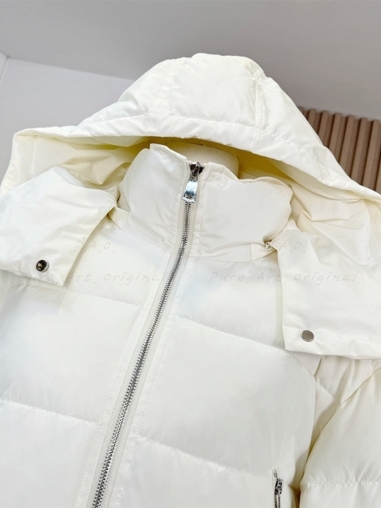 Stand Collar Hooded Puffer Coat