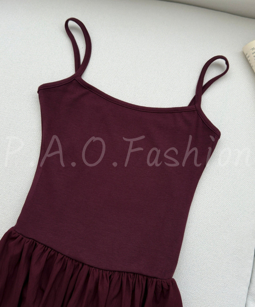 Ancona Red Knit & Woven Panel Camisole Maxi Dress[Available Now]