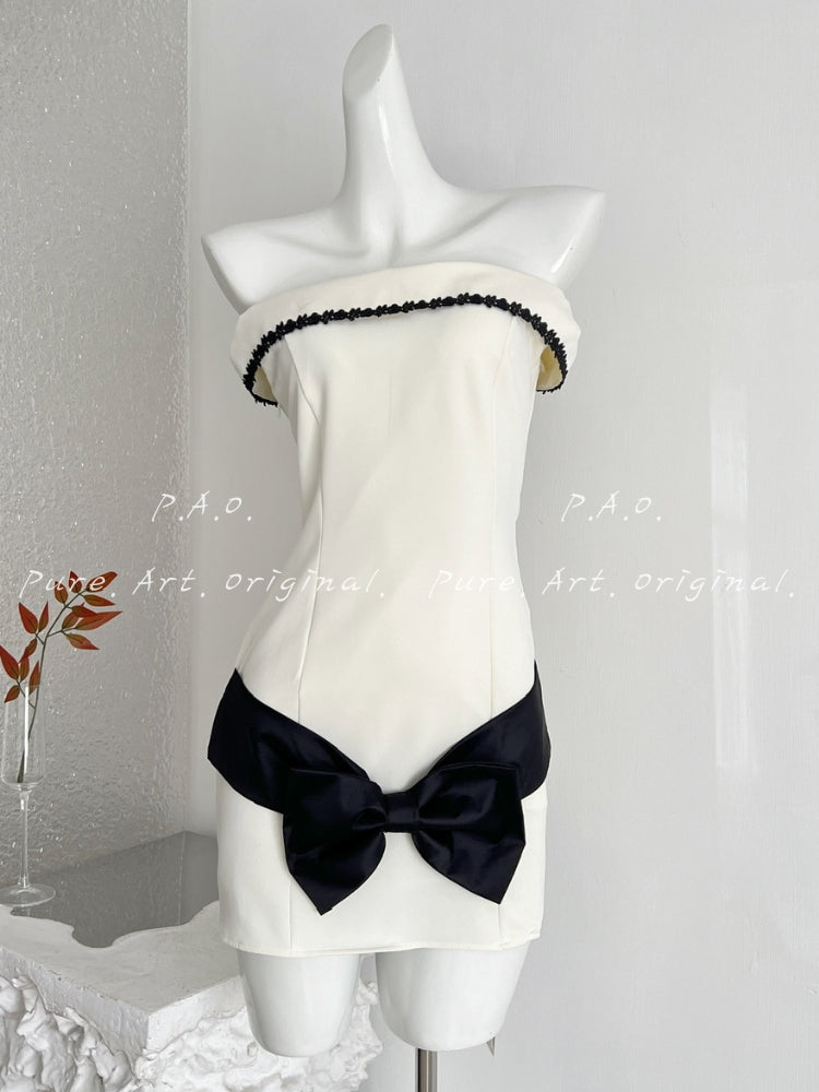 Off-Shoulder Bow Bodycon Mini Dress