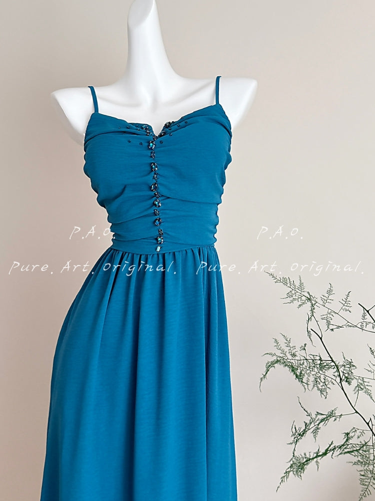 SERAPHINA RHINESTONE V-NECK MAXI DRESS