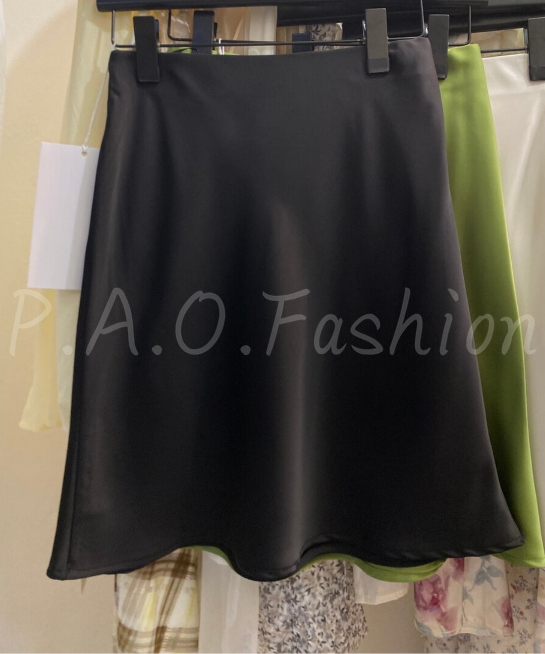 High-Waisted Satin A-Line Midi Skirt[Available Now]