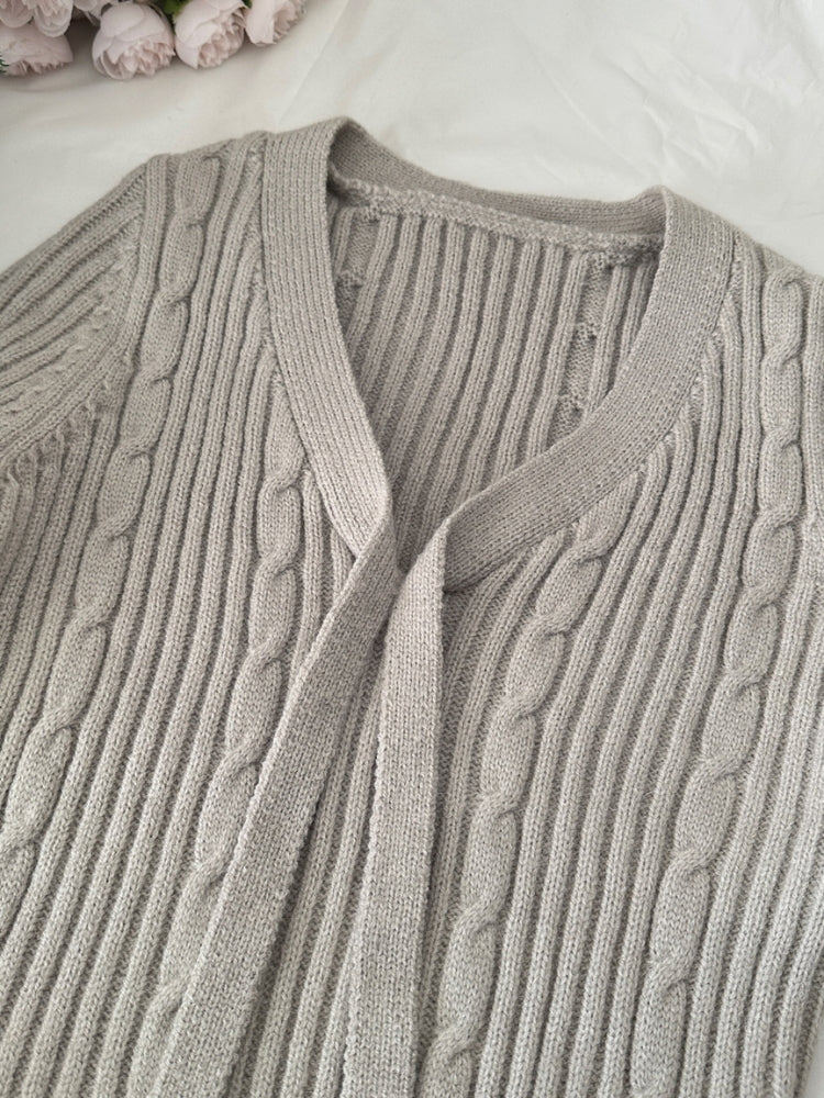 Autumn Grace – Bow Knit & Pleated Skirt Set