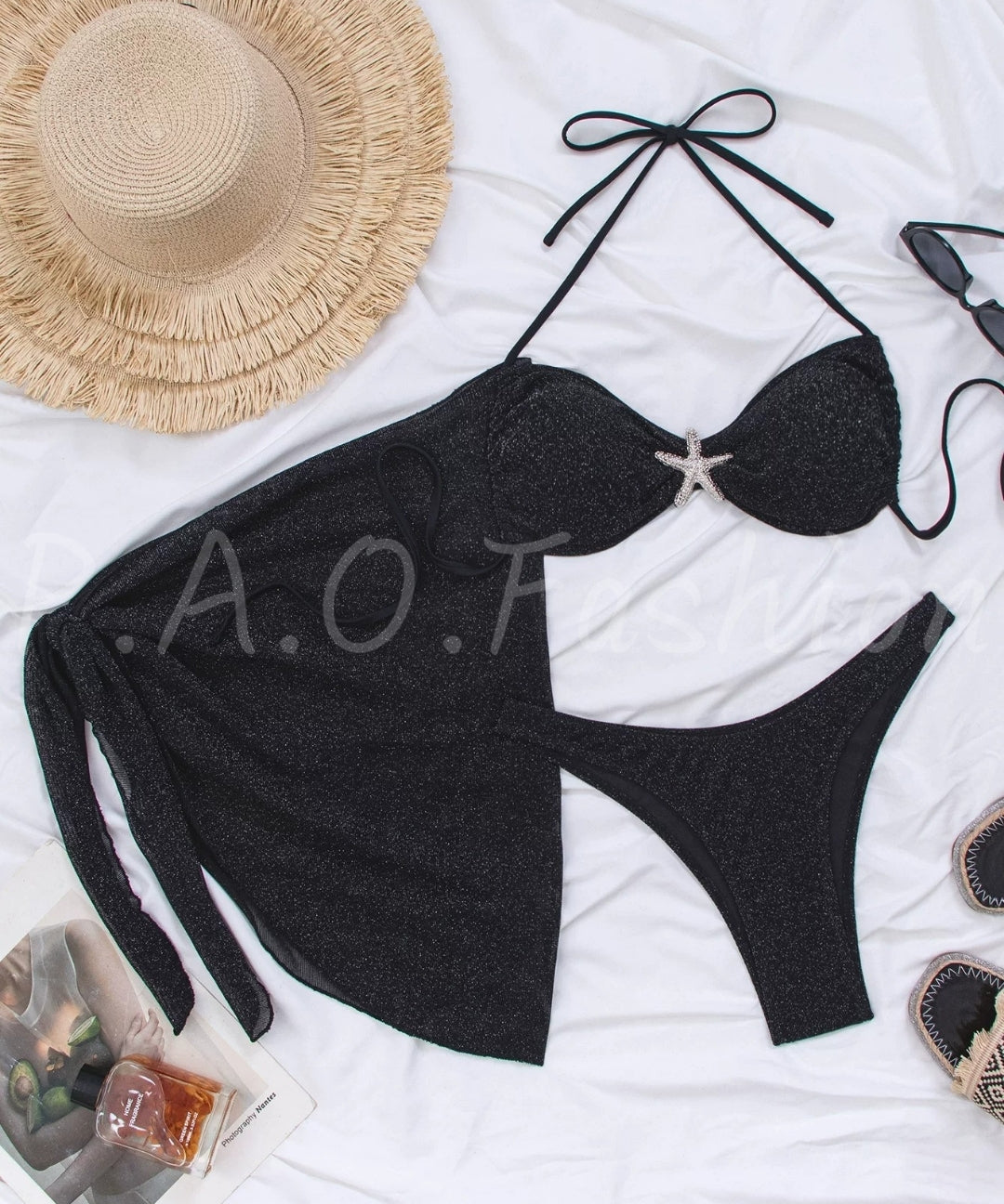 Crystal Starfish Three-Piece Bikini Set