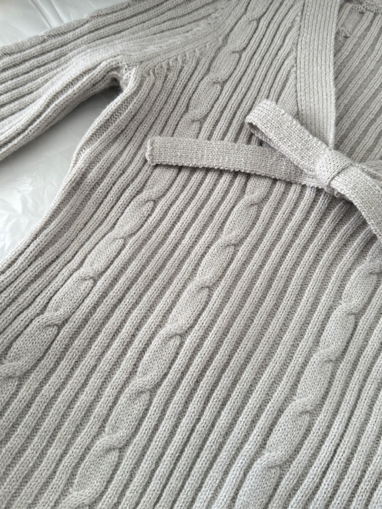 Autumn Grace – Bow Knit & Pleated Skirt Set