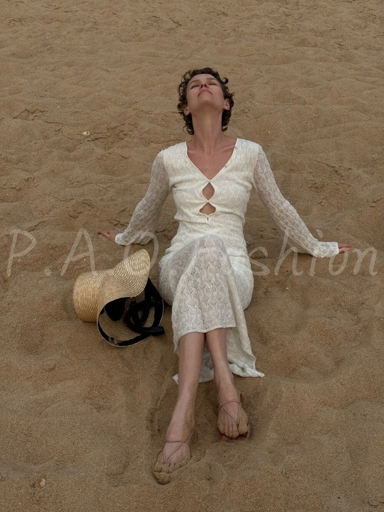 Open-Knit Bodycon Maxi Dress