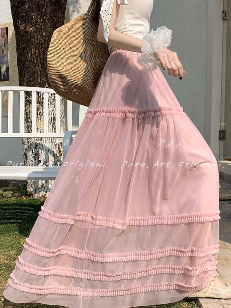 Romantic Tiered Tulle Maxi Skirt