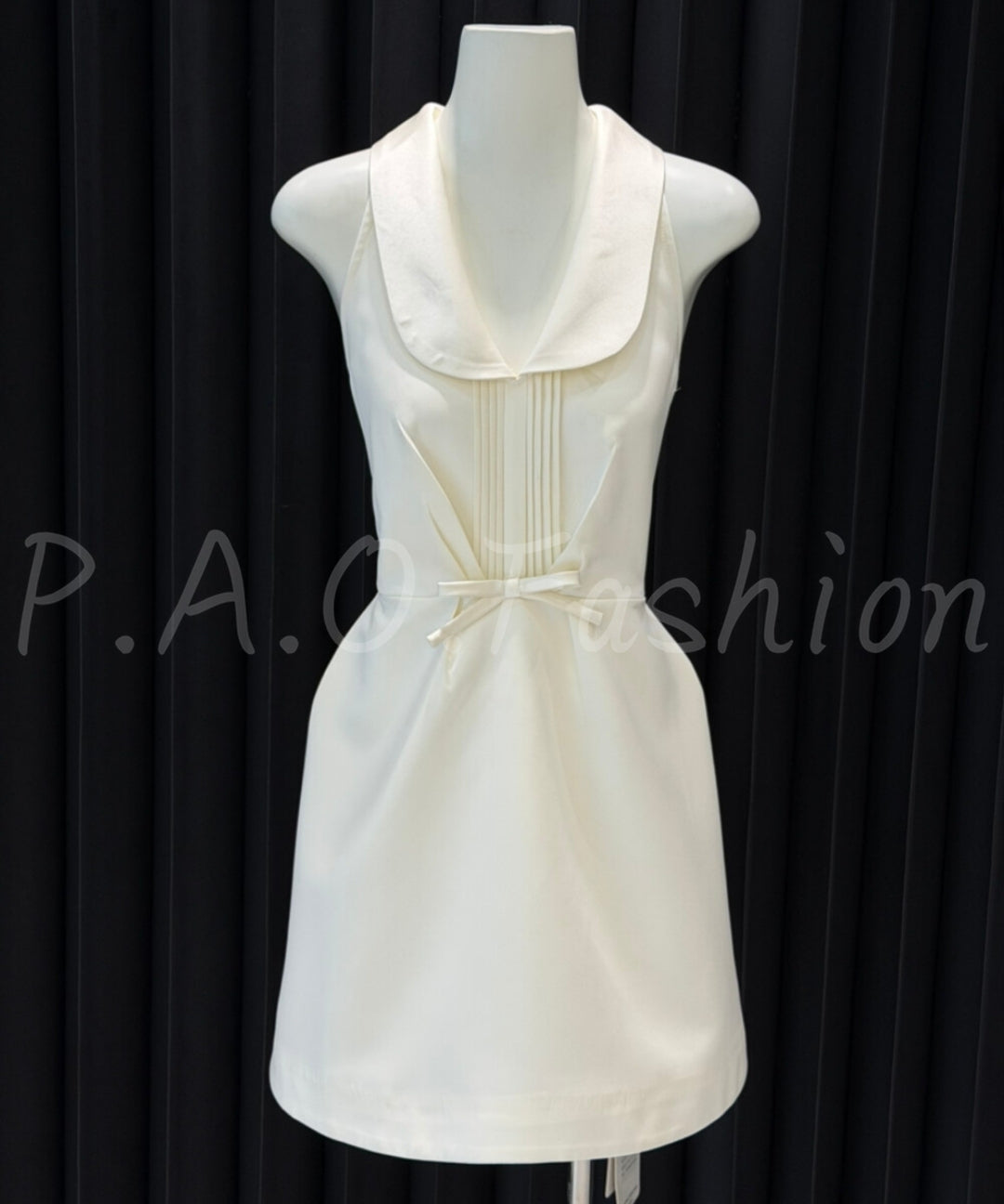 Satin Contrast Collar A-Line Mini Dress[Available Now]