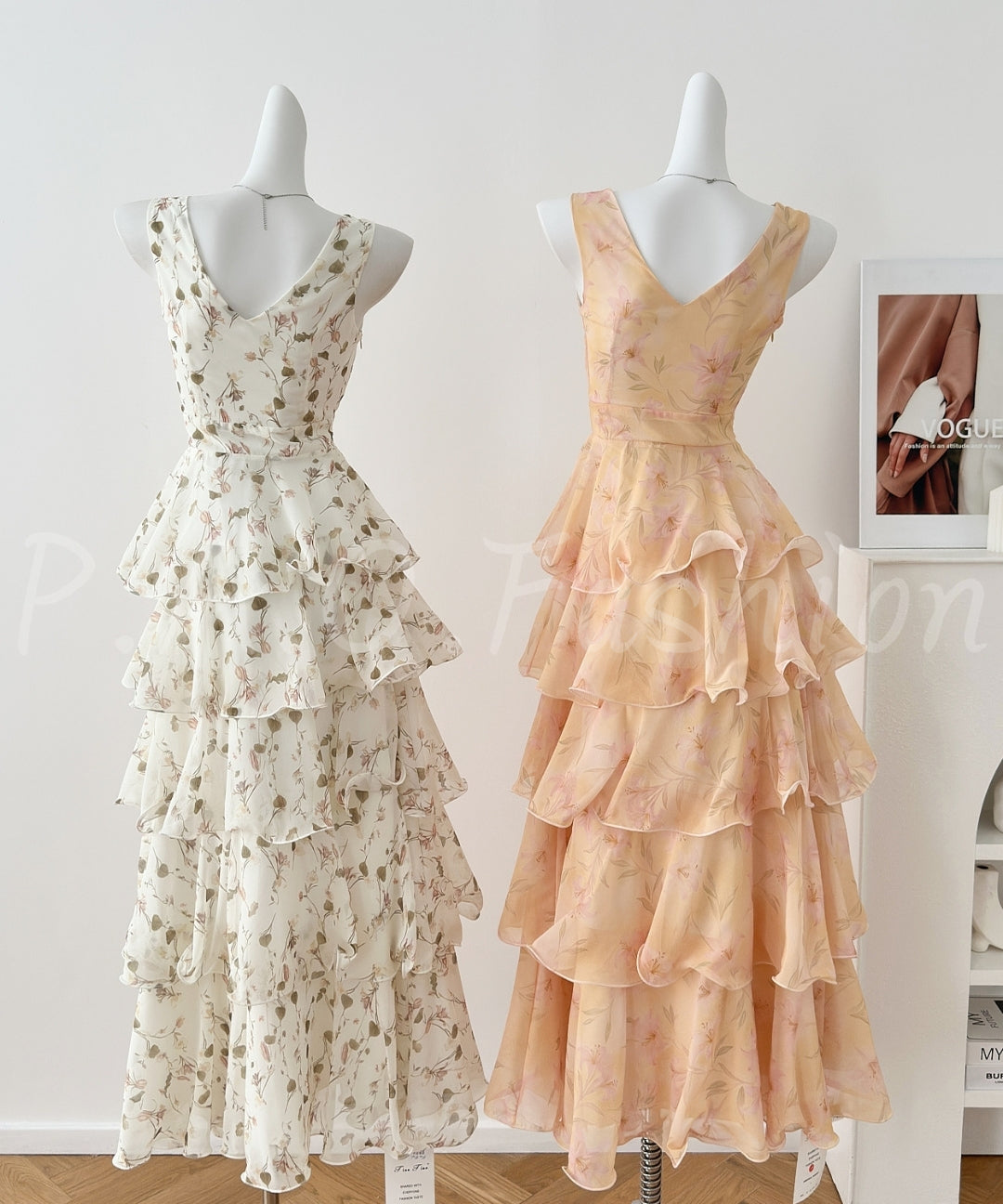 Lily Print Chiffon Tiered Maxi Dress[Available Now]