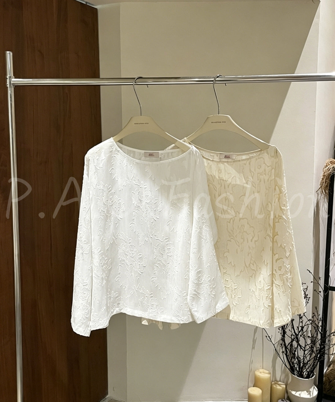 French One-Shoulder Jacquard Long Sleeve Top[Available Now]