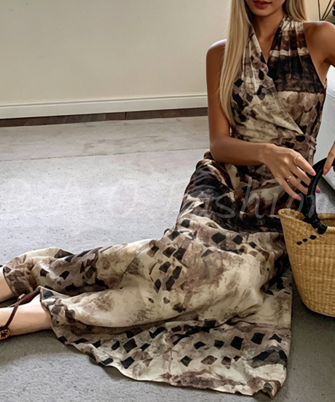 Tie-Dye Halter Sleeveless Dress[Available Now]