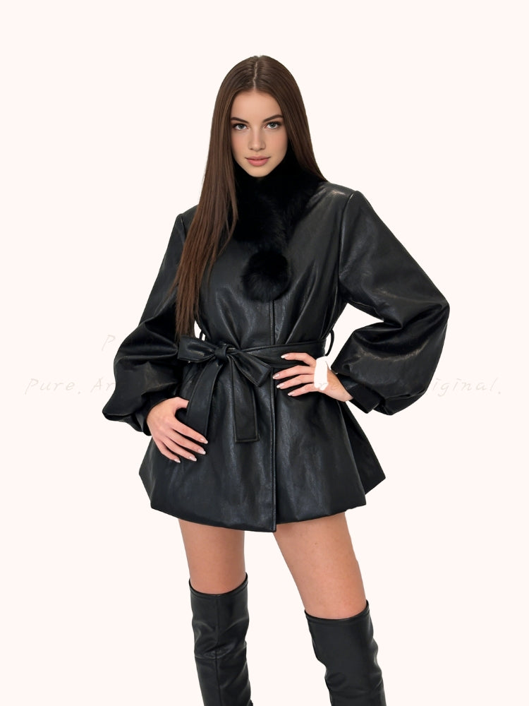 Leather-Style Outerwear Jacket