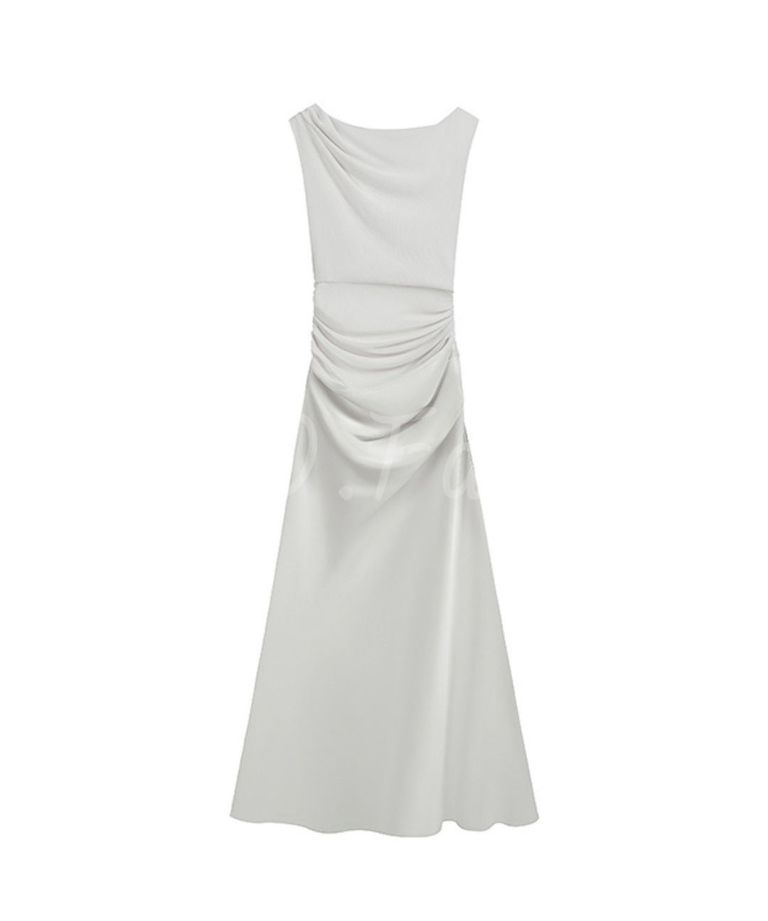 Mesh Panel Satin Maxi Dress