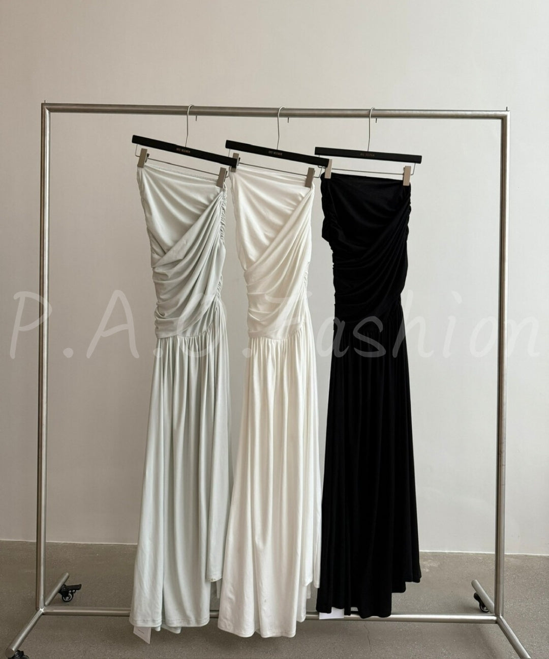 One-Shoulder Pleated Waist Maxi Dress[Available Now]