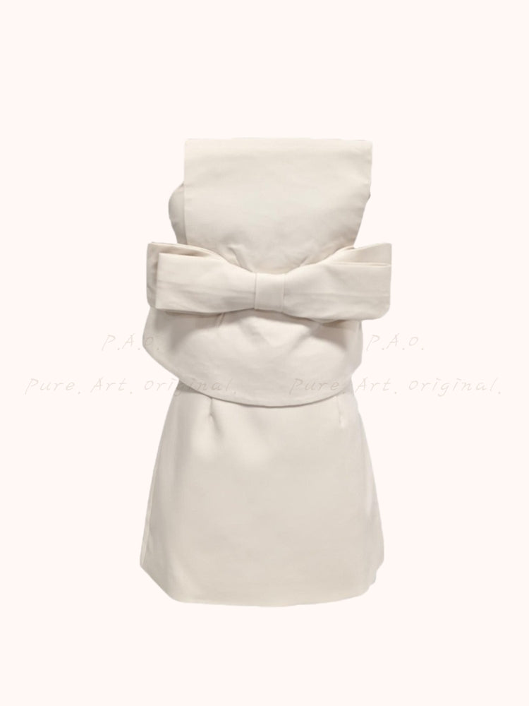 Strapless Bow Detail Fitted Mini Dress