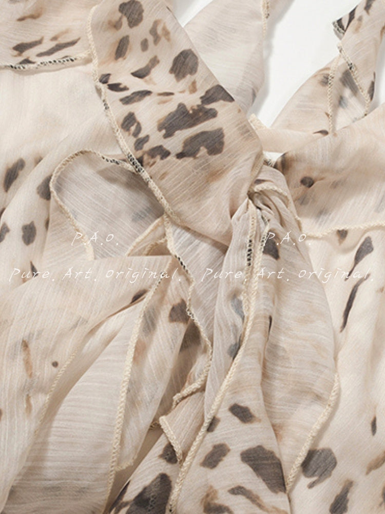 Leopard Halter Backless Mini Dress