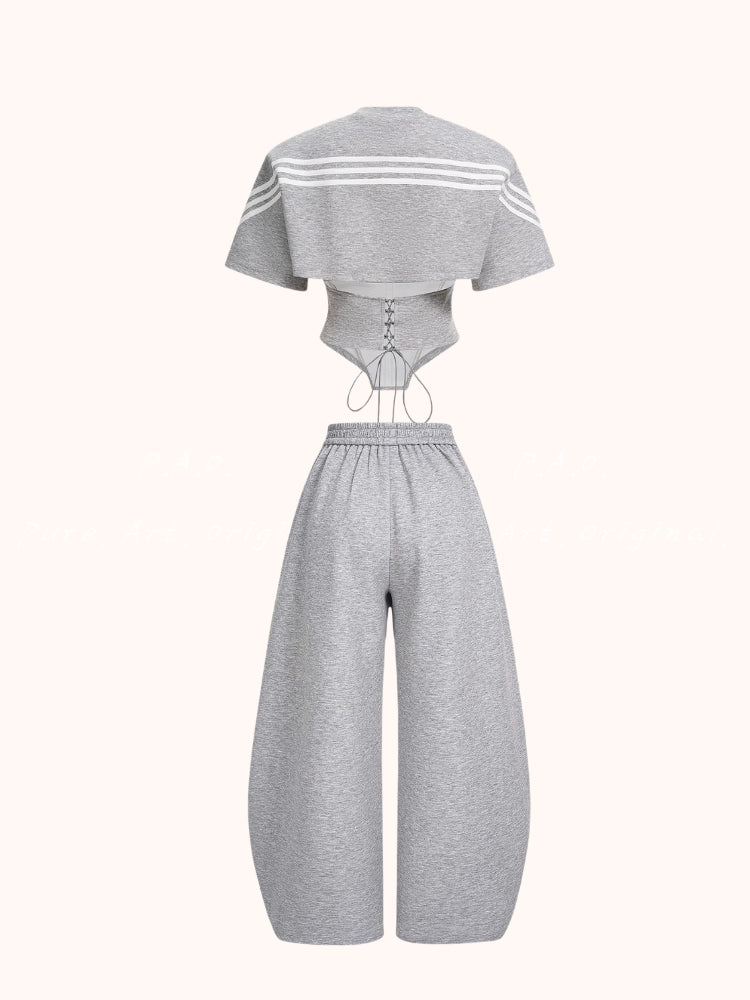 Striped Accent Casual Set