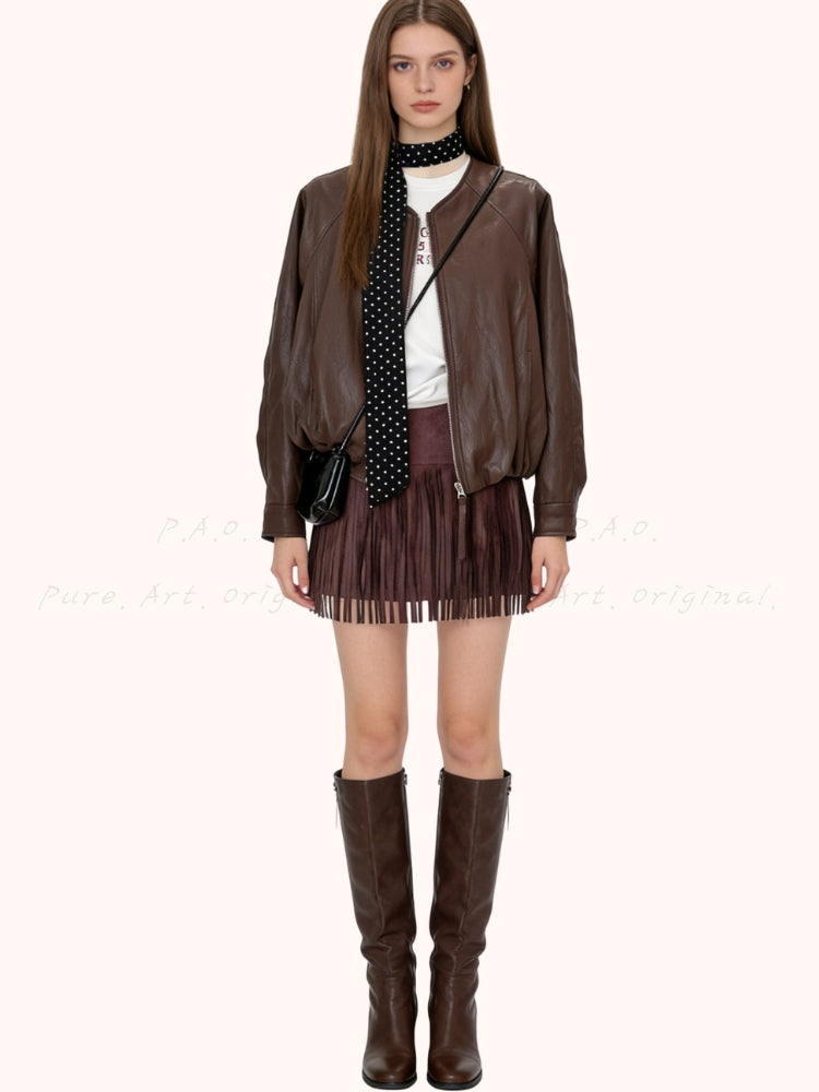 Silk-Scarf Collar Short Jacket