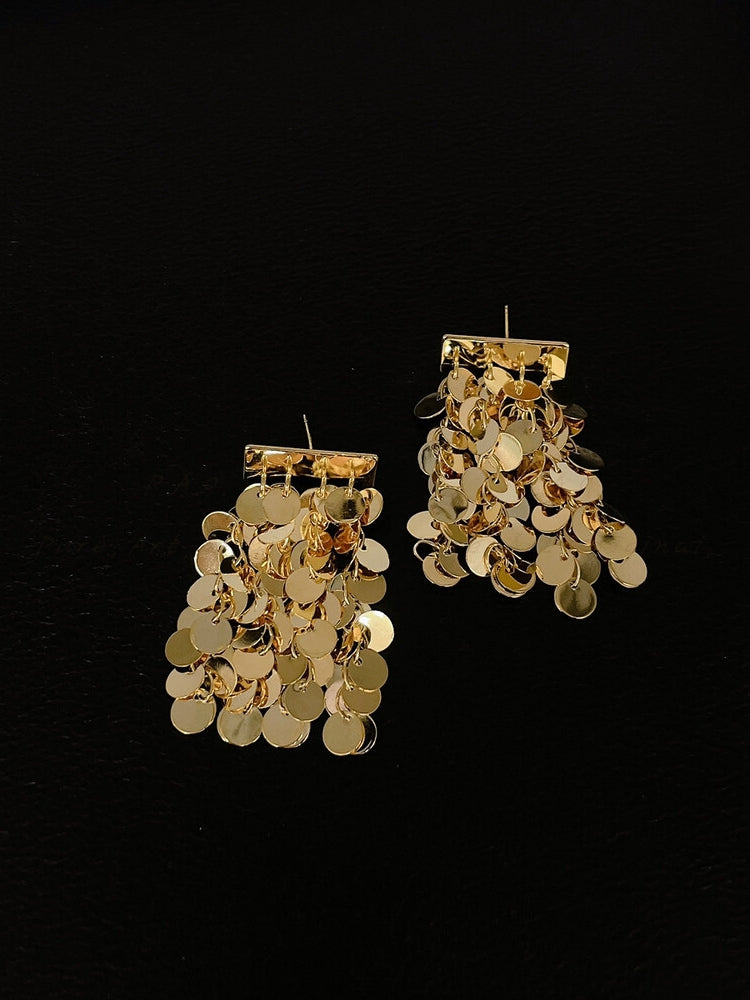 Flowing Galaxy Metallic Sequin Tassel Earrings