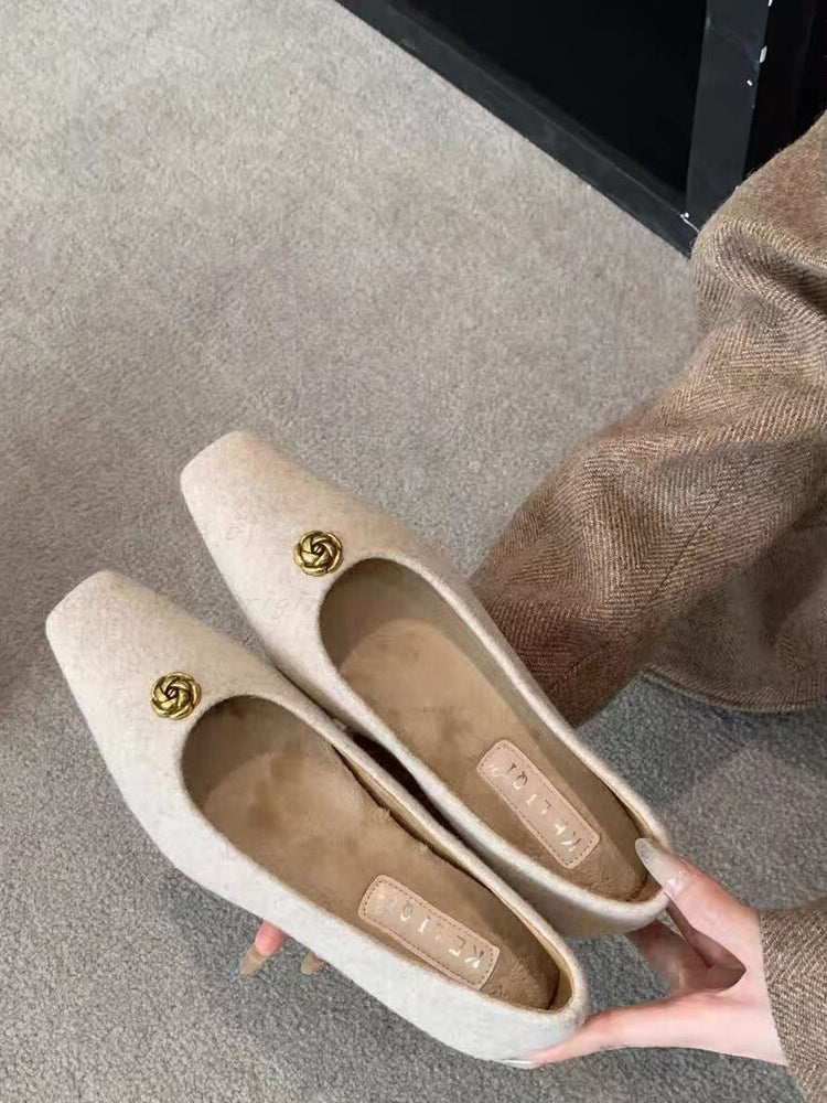 French-Style Mid-Heel Mary Jane Shoes