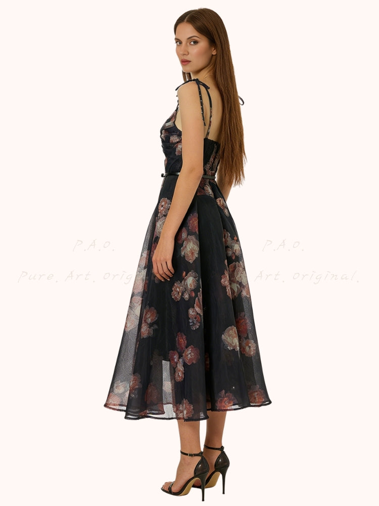 Twist Cutout Rhinestone Strap Maxi Dress